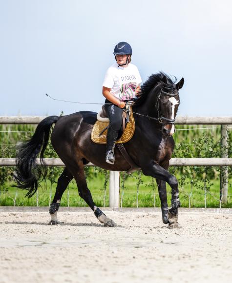 Anne aan het galloperen met Emilio